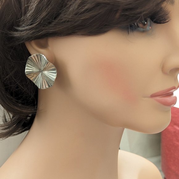 Vintage Lot Earrings Jewelry 3 Pairs Earrings Silver Tone Impressionist - Picture 6 of 13